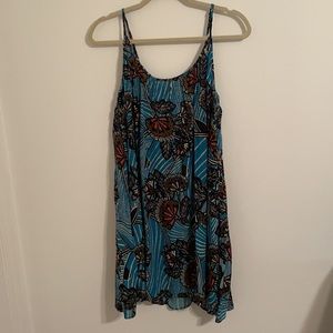 Anthropologie Deja Plisse Tunic Dress Tropical XS Tassels